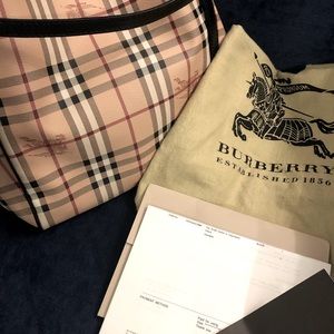 Burberry Haymarket Canterbury Tote (black strap)